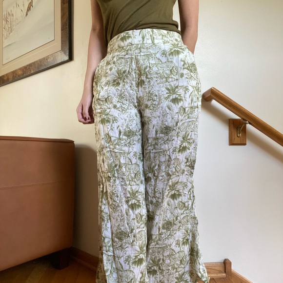 Rachel Zoe Lion toile print white linen pants - Picture 1 of 6